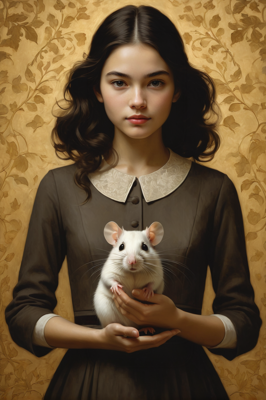 20240127023043 3748372116 by Arturo Souto, by Brad Kunkle and wlop in the style of Daniel Merriam, cute 18 year old woman and her pet mouse, digital paint.png